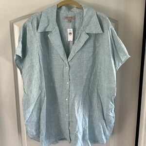 Beautiful light, aqua linen, Banana Republic size XXL button up shirt